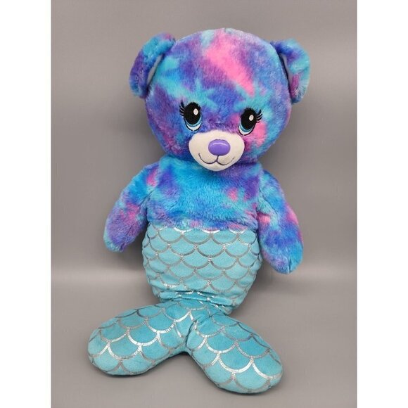 Build A Bear 20" Mermaid Plush Mer-Bear Tie Dye Blue Pink Stuffed Animal - Picture 1 of 5
